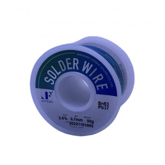 Solder wire Sn63Pb37, 0.7mm, Kurşunlu tel lehim, Sn63Pb37, 0.7 mm, 50 gram makara, Jufeng